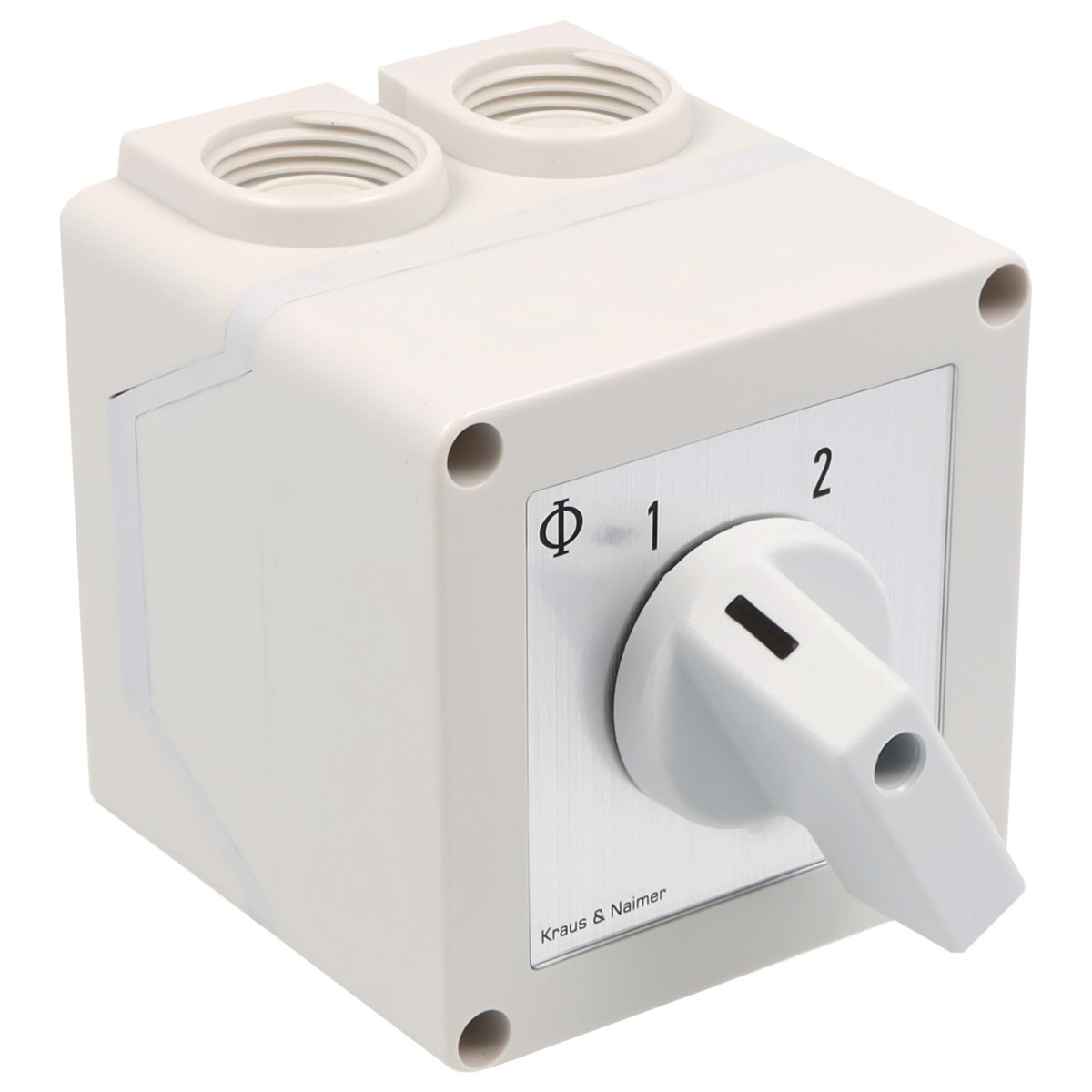 Kraus & Naimer Changeover switch Omschakelaar 20a 3pol 60° 1-2 in behuizing ip42