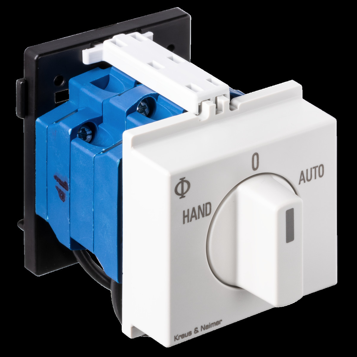 Kraus & Naimer Changeover switch Omschakelaar 20a 3pol 60° hand-0-auto dinrail mont.