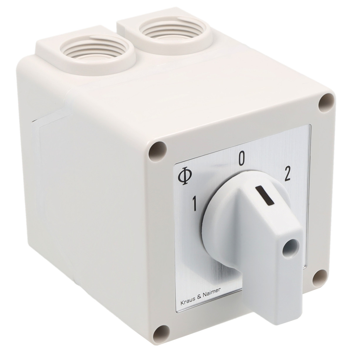 Kraus & Naimer Changeover switch Omschakelaar 20a 4pol 60° 1-0-2 in behuizing ip42
