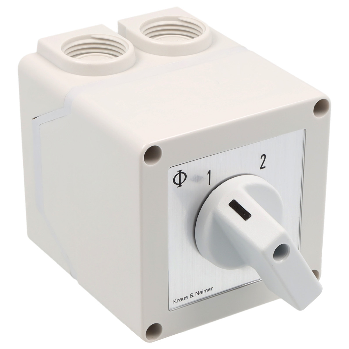 Kraus & Naimer Changeover switch Omschakelaar 20a 4pol 60° 1-2 in behuizing ip42