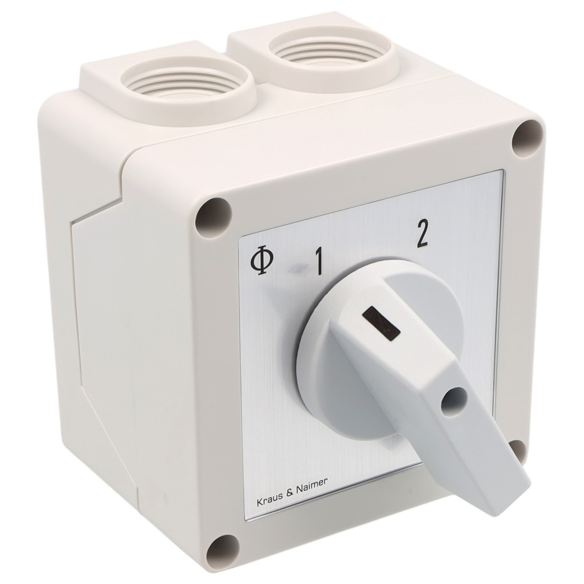 Kraus & Naimer Changeover switch Omschakelaar 25a 1pol 60° 1-2 in behuizing ip42