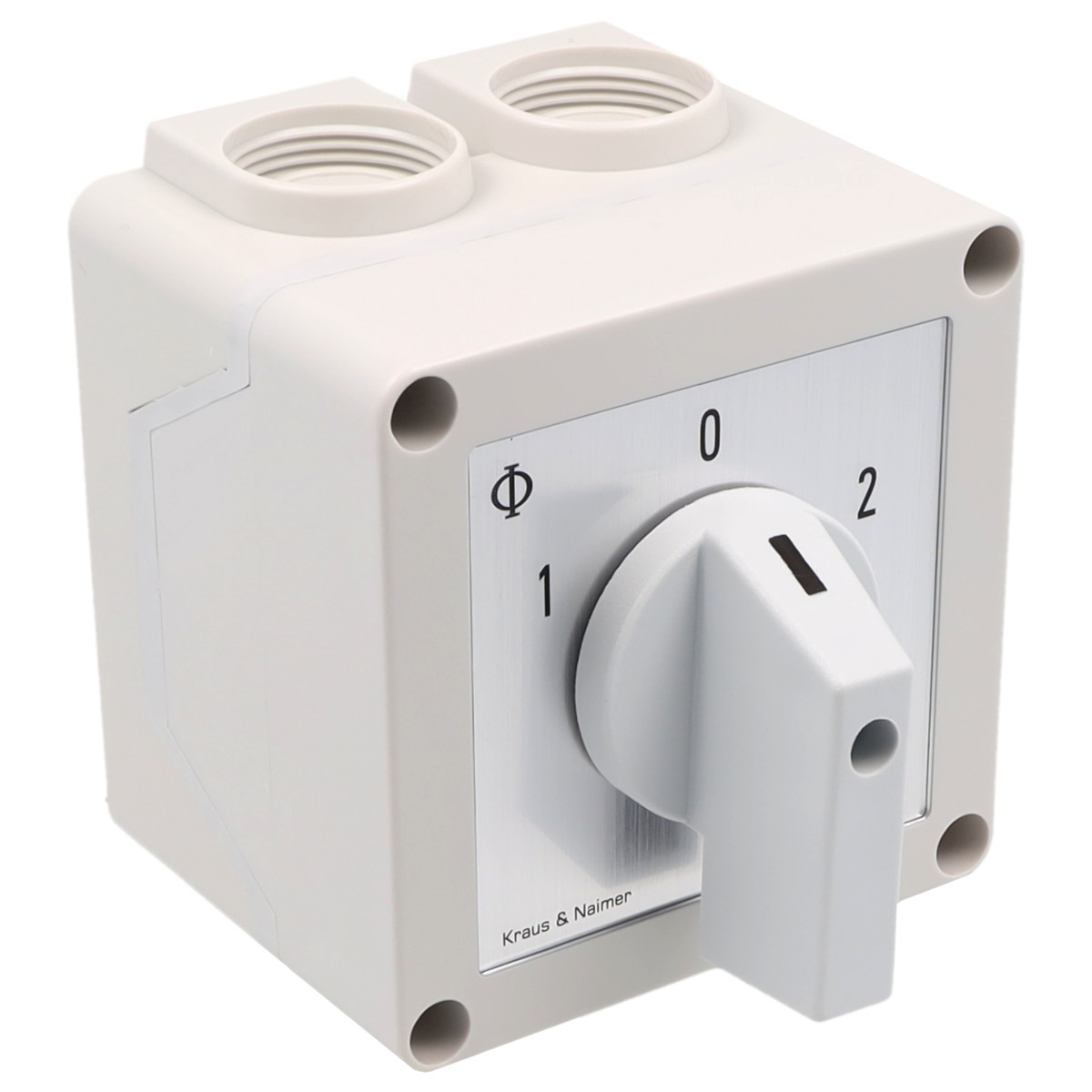 Kraus & Naimer Changeover switch Omschakelaar 25a 2pol 60° 1-0-2 in behuizing ip42