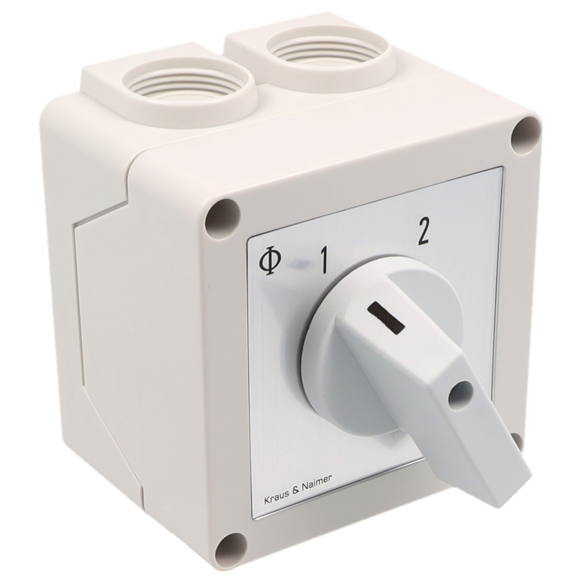 Kraus & Naimer Changeover switch Omschakelaar 25a 2pol 60° 1-2 in behuizing ip42