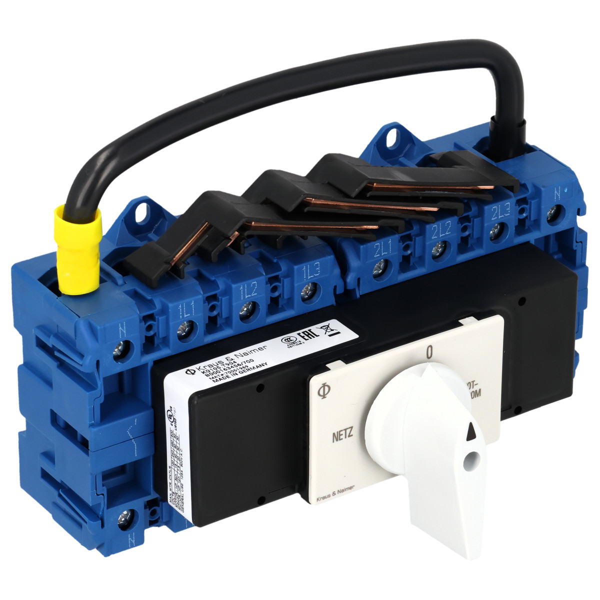 Kraus & Naimer Changeover switch Omschakelaar 25a 4pol 90° net-0-nood dinrail mont.