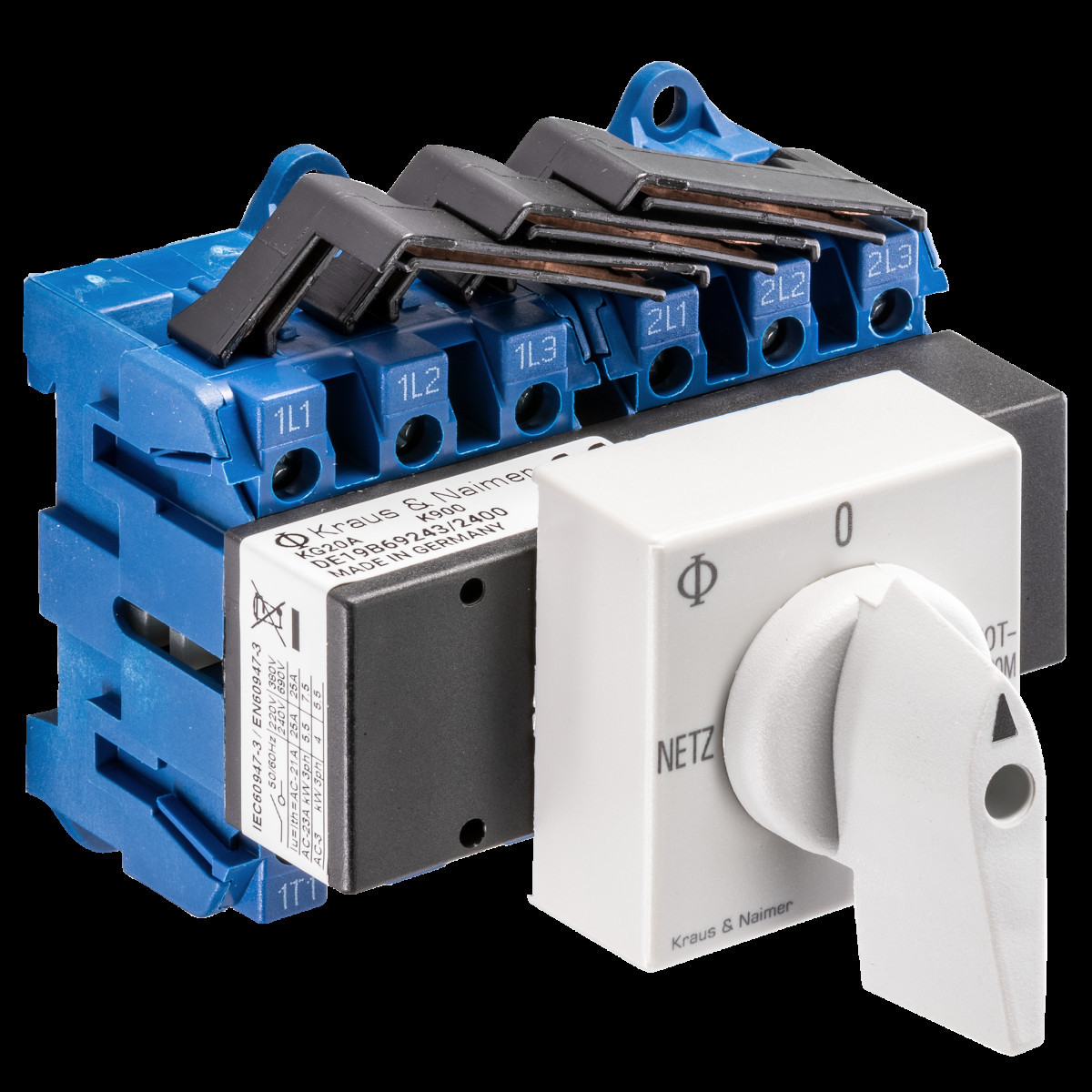 Kraus & Naimer Changeover switch Omschakelaar 32a 3pol 90° net-0-nood dinrail mont.
