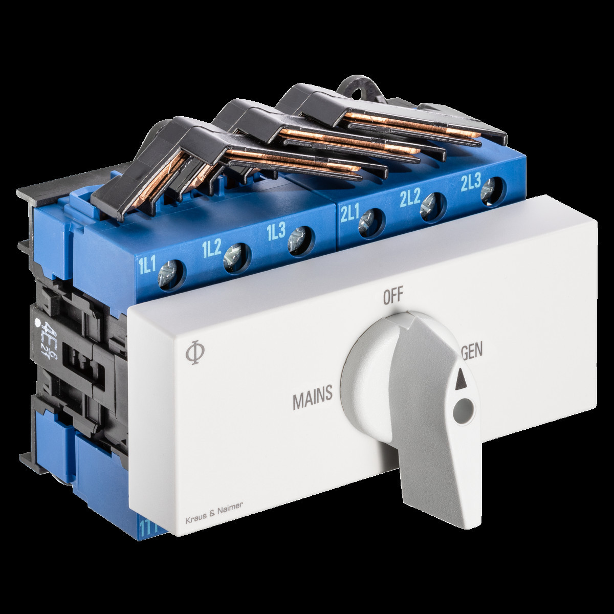 Kraus & Naimer Changeover switch Omschakelaar 40a 3pol 90° net-0-nood dinrail mont.