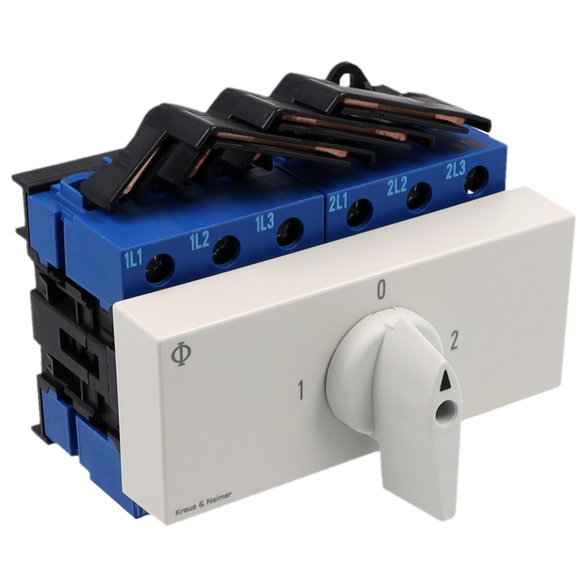Kraus & Naimer Changeover switch Omschakelaar 63a 3pol 90° 1-0-2 verdelerinbouw