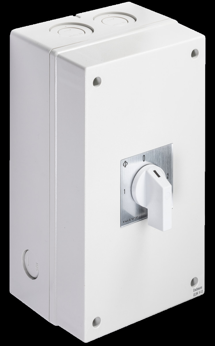 Kraus & Naimer Changeover switch Omschakelaar 63a 4pol 90° 1-0-2 in behuizing ip66/67
