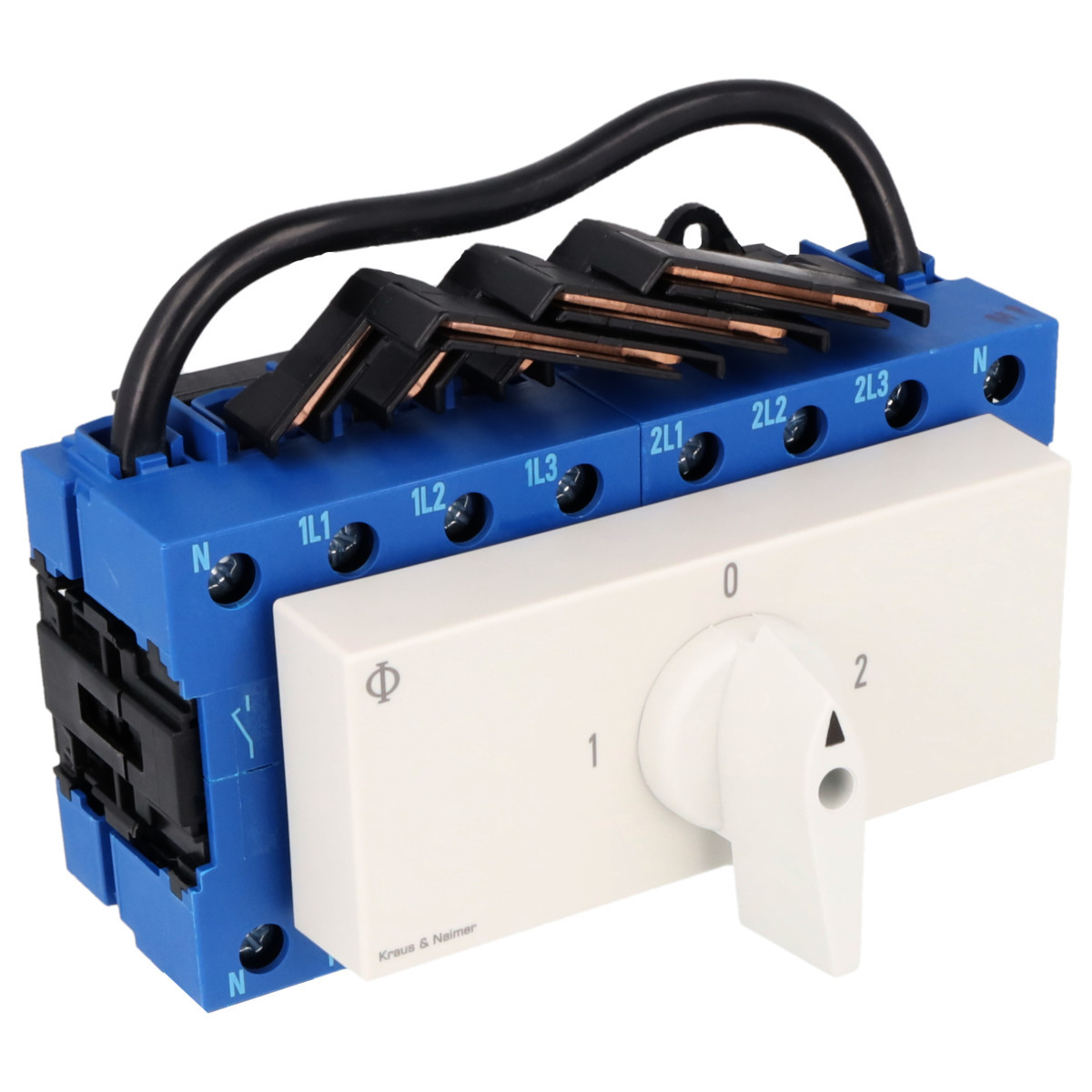 Kraus & Naimer Changeover switch Omschakelaar 63a 4pol 90° 1-0-2 verdelerinbouw