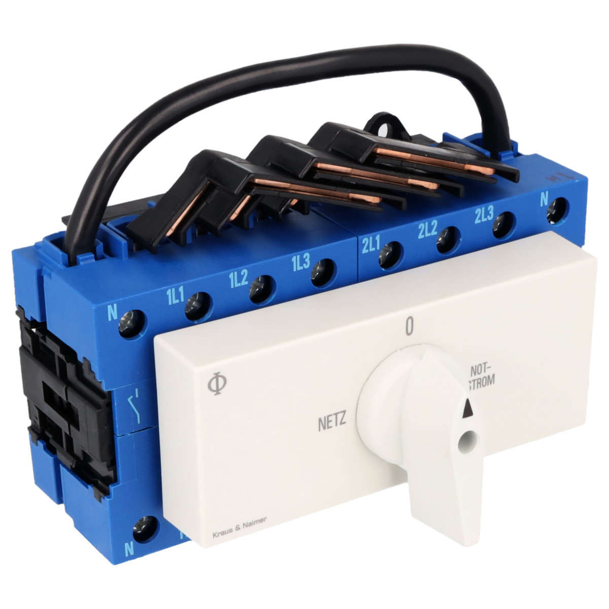 Kraus & Naimer Changeover switch Omschakelaar 63a 4pol 90° net-0-nood dinrail mont.