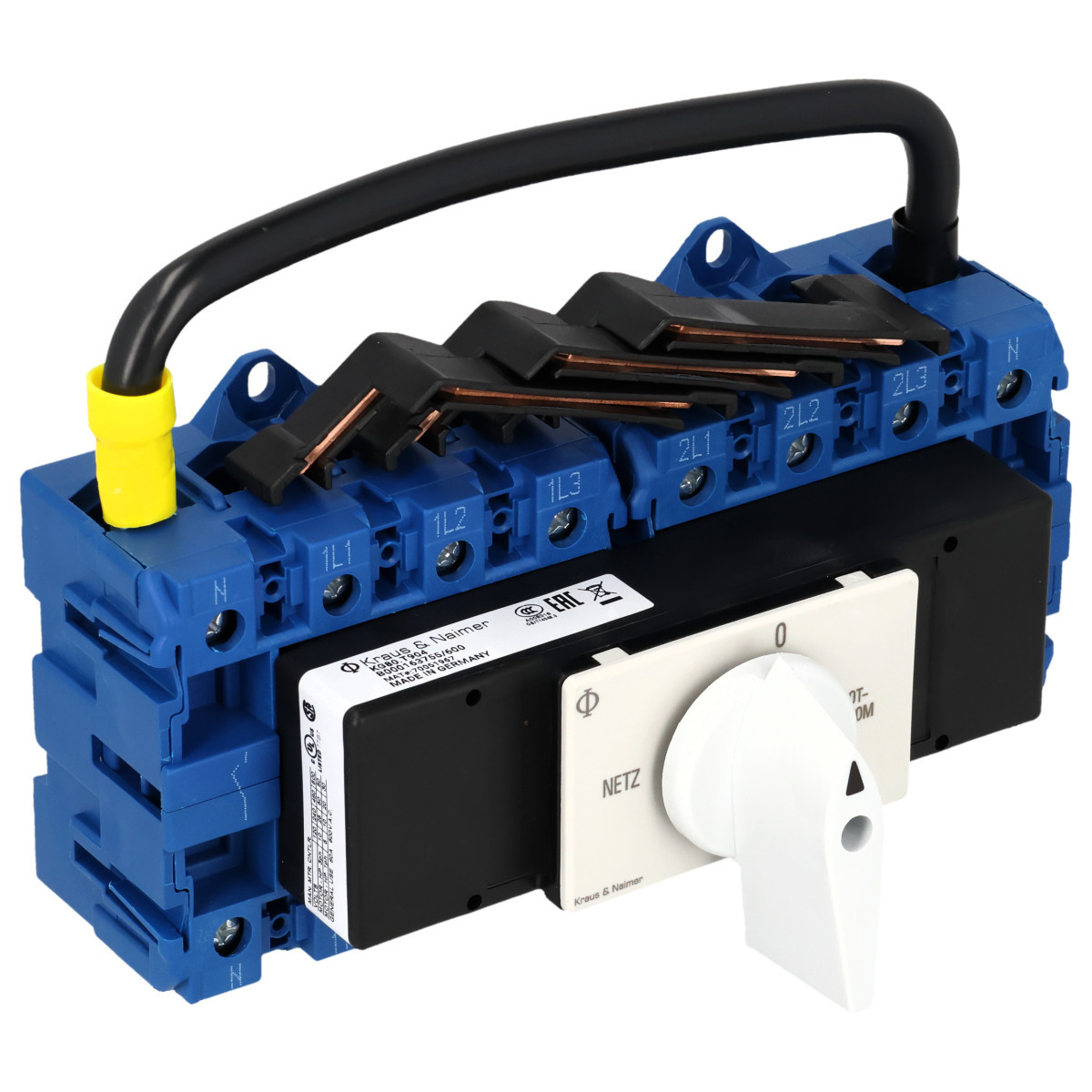 Kraus & Naimer Changeover switch Omschakelaar 80a 4pol 90° net-0-nood dinrail mont.