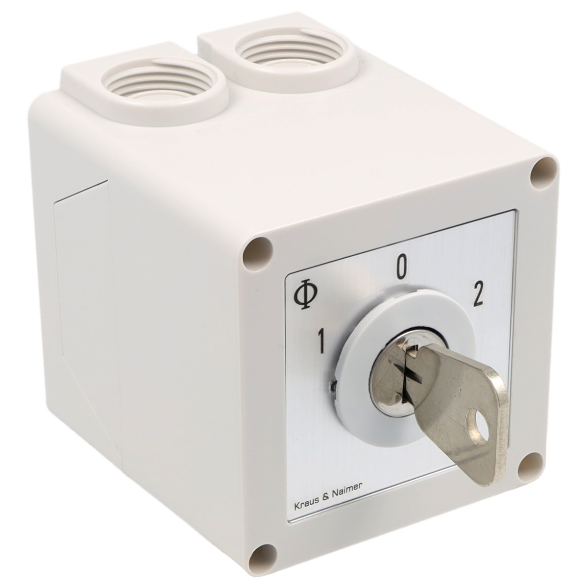Kraus & Naimer Changeover switch Sleutelschak. 20a 2pol 60° 1-0-2 in behuizing ip42.