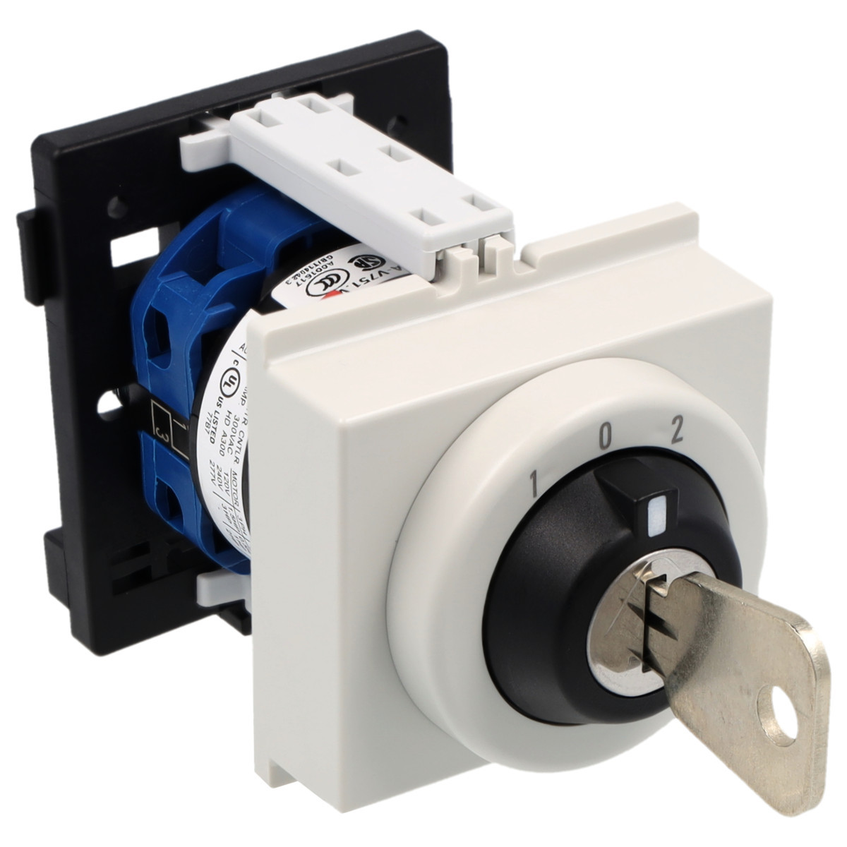 Kraus & Naimer Changeover switch Sleutelschakelaar 20a 1pol 30° 1-0-1 dinrail mont.