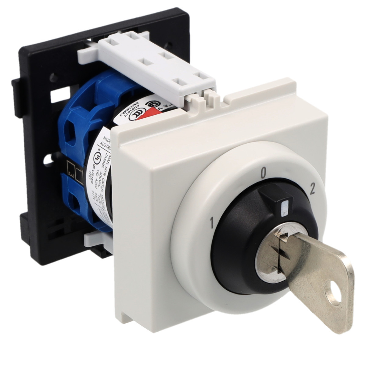 Kraus & Naimer Changeover switch Sleutelschakelaar 20a 1pol 60° 1-0-2 dinrail mont.