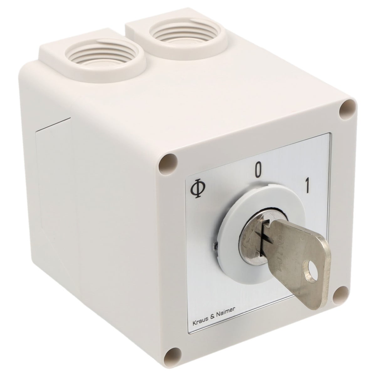 Kraus & Naimer Changeover switch Sleutelschakelaar 20a 2pol 30° 1-0-1 in behuizing ip42