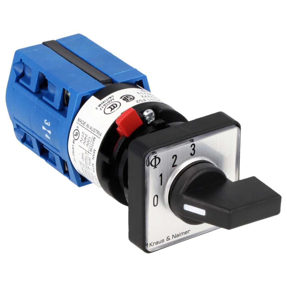 Kraus & Naimer General application switch Groepenschak. 10a 1pol 30° 0-1-2-3 frontinb. centr ip66/67/69K