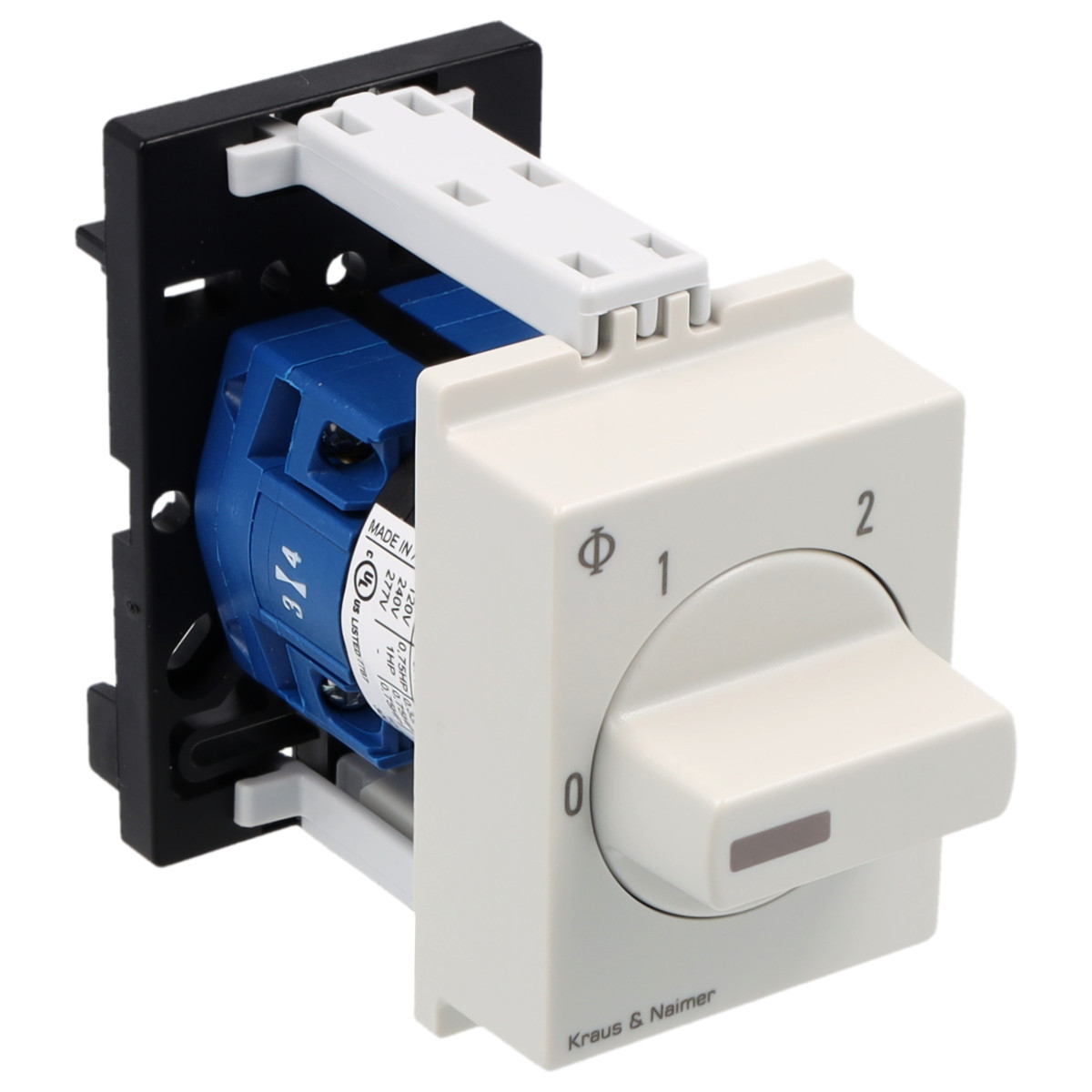 Kraus & Naimer General application switch Groepenschak. 10a 1pol 60° 0-1-2 dinrail mont.