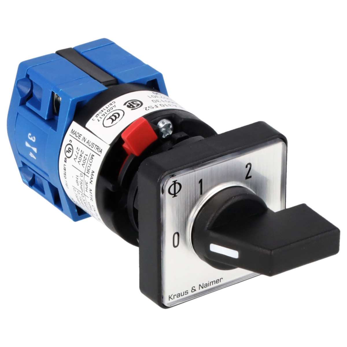 Kraus & Naimer General application switch Groepenschak. 10a 1pol 60° 0-1-2 frontinb. centr ip66/67/69K