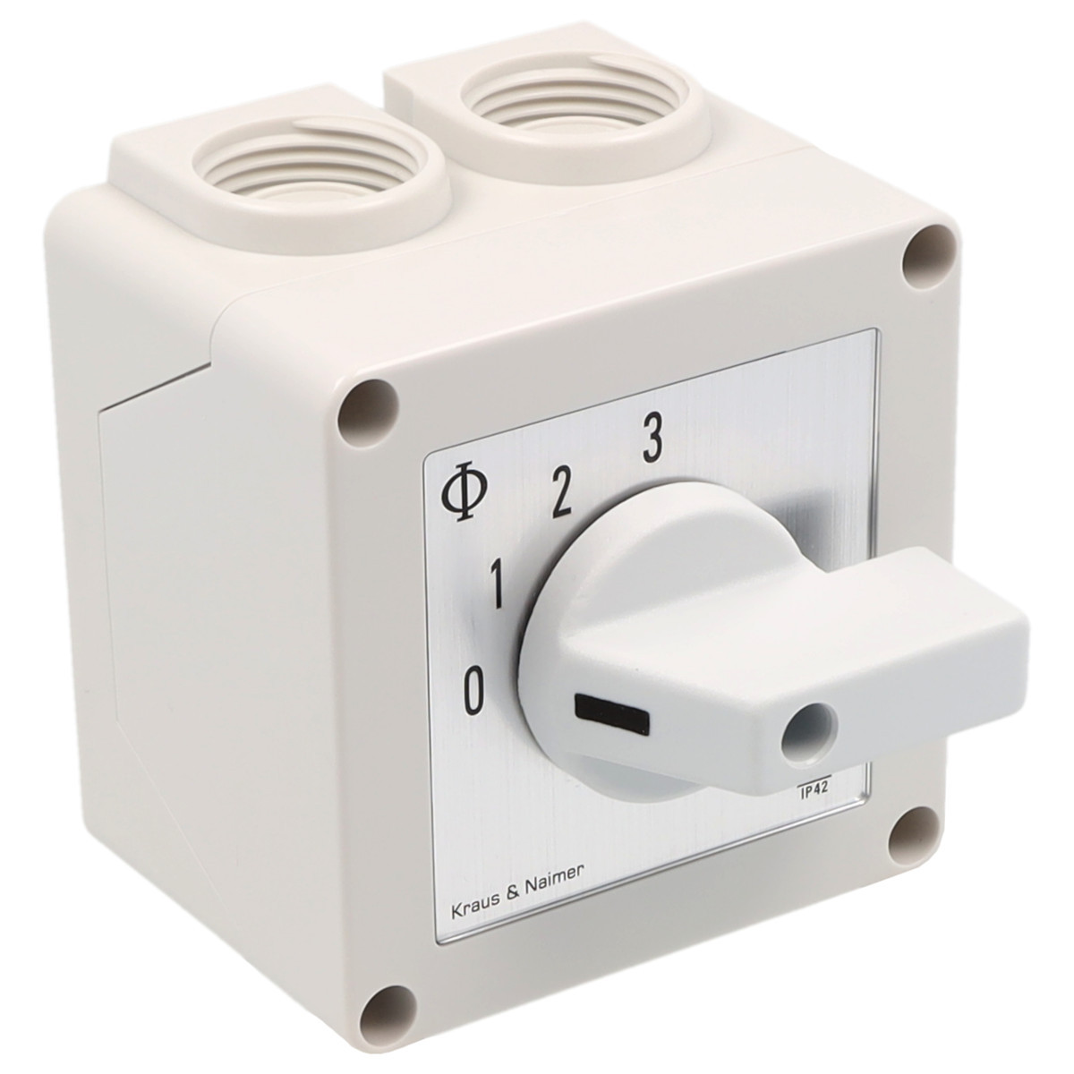 Kraus & Naimer General application switch Groepenschak. 20a 1pol 30° 0-1-2-3 in behuizing ip42.