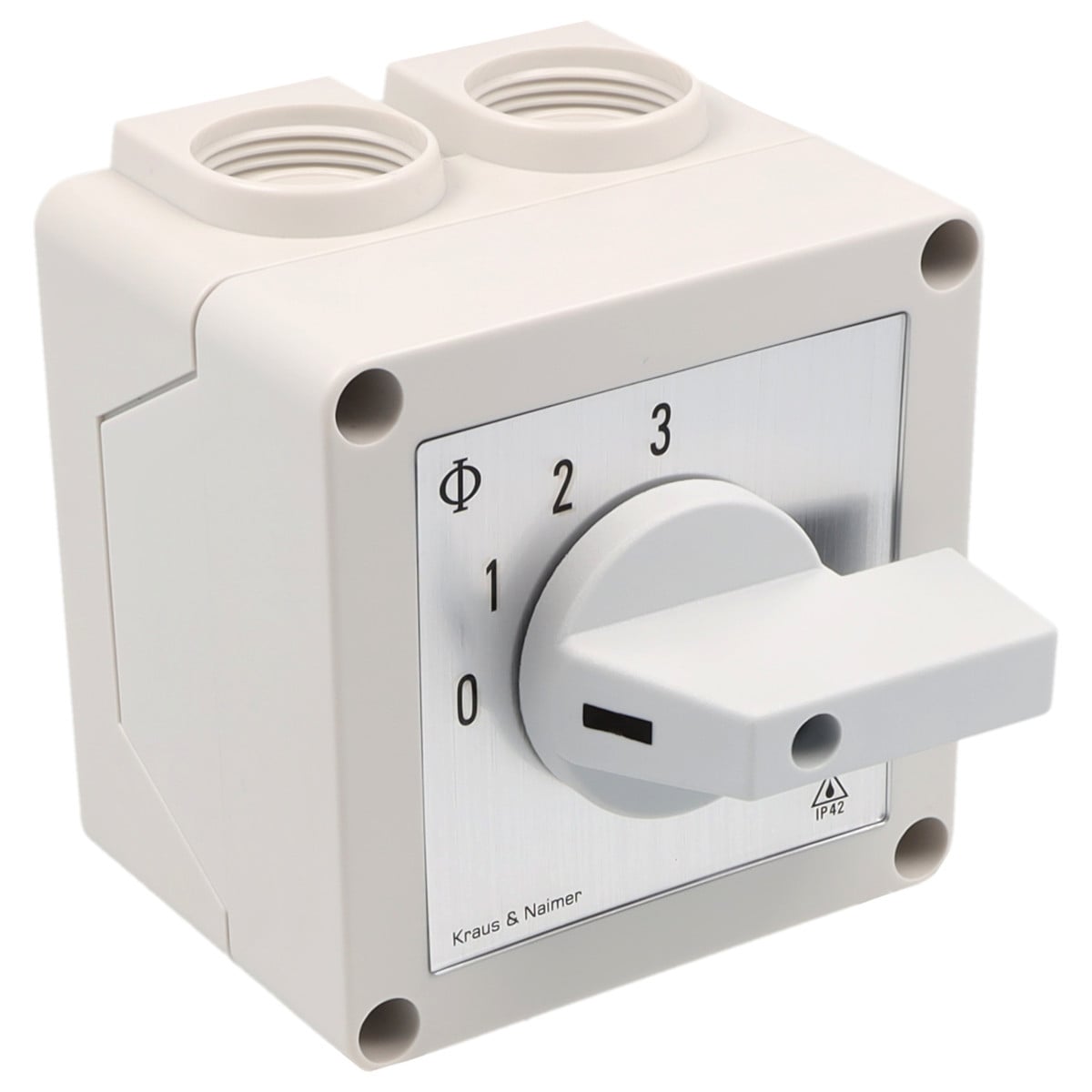 Kraus & Naimer General application switch Groepenschak. 25a 1pol 30° 0-1-2-3 in behuizing ip42.