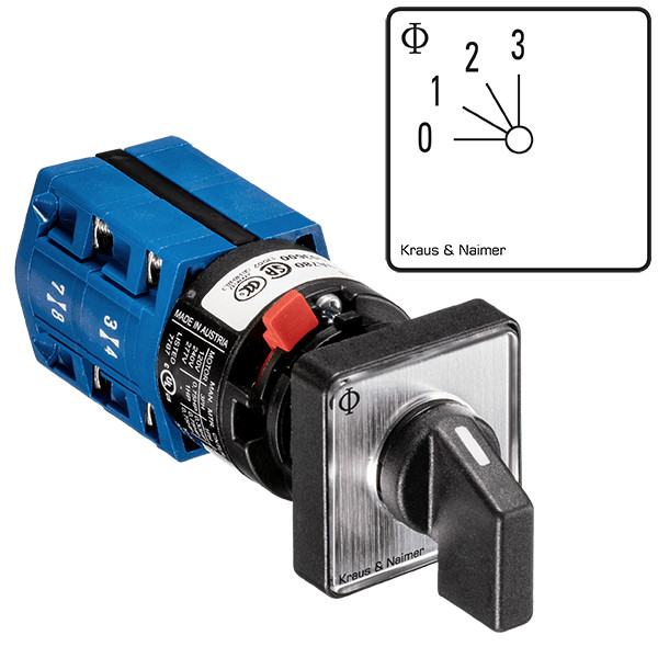 Kraus & naimer groepenschak. 10a 1 polig 30° 0-A-a+b-a+b+ccentraal ip66