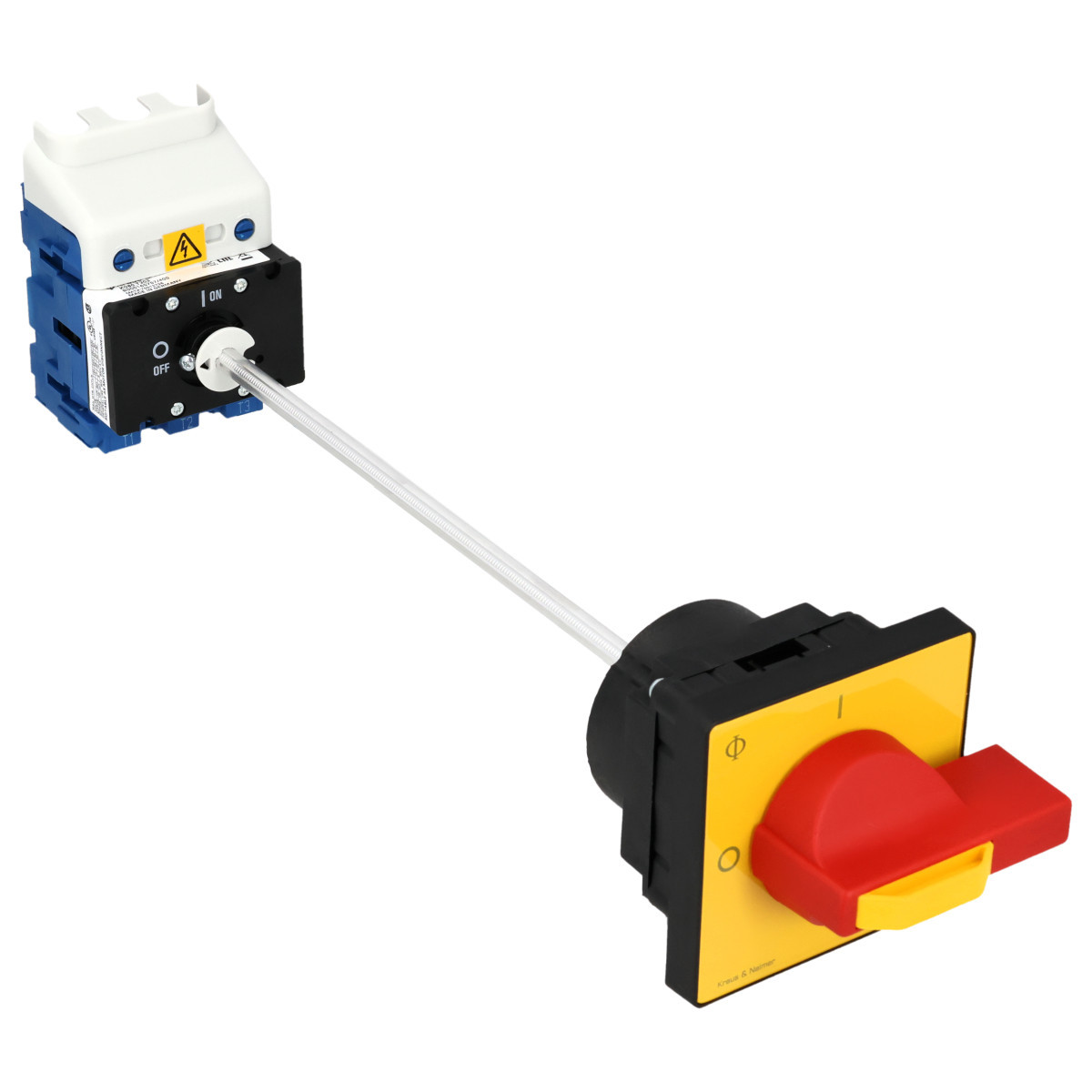 Kraus & Naimer Hauptschalter Nood/Uitschak. 100a 3pol 90° 0-1 bodemm. 4-gats ip40.