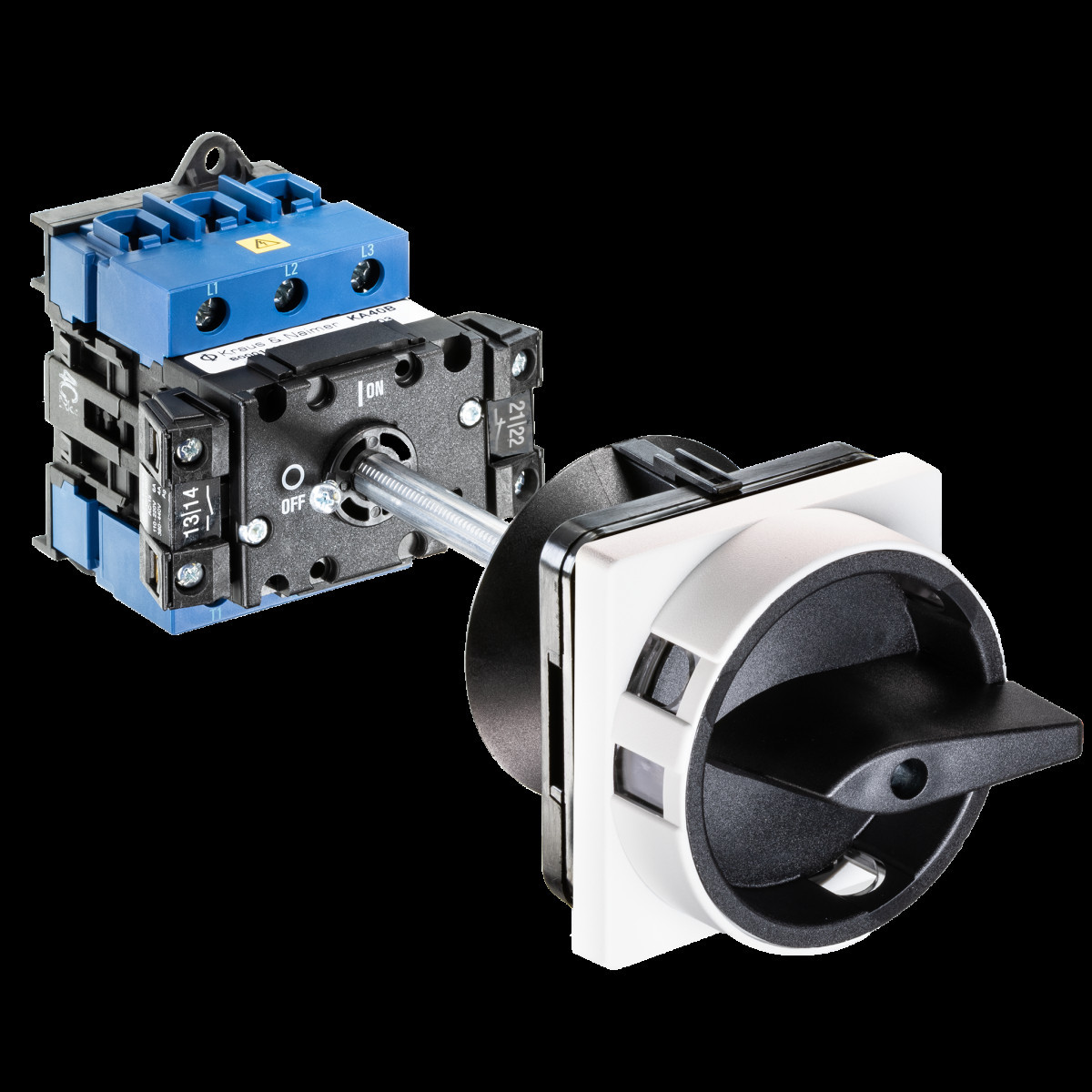 Kraus & Naimer Hauptschalter Werkschak. 40a 3pol 90° 0-1 bodemmon. 4-gats ip40.