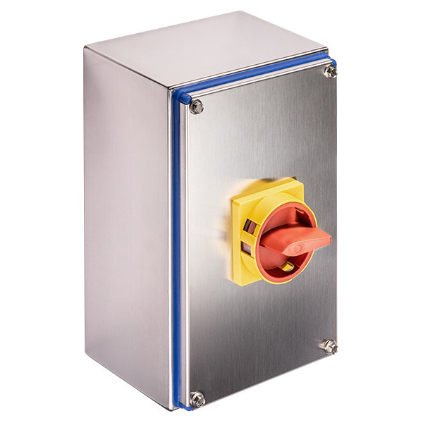 Kraus & Naimer Hauptschalter Nood/Uitschak. 4polig 0-1 80a opbouw RVS verg. R/G + 1no/1NC