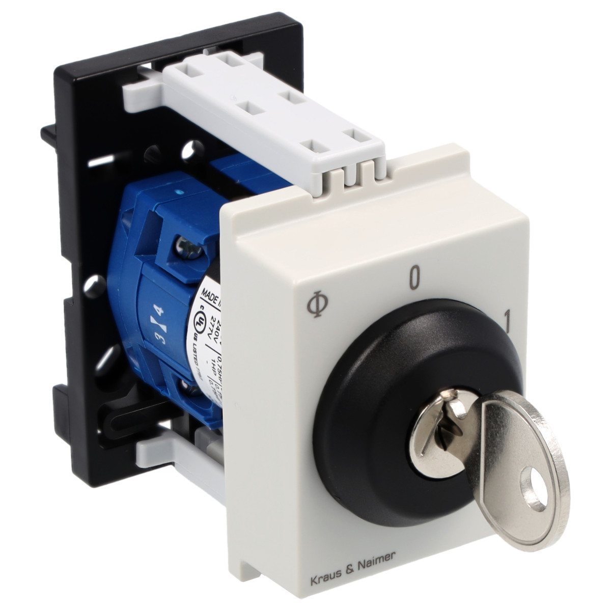 Kraus & Naimer Momentary start stop switch Sleutelschakelaar 10a 30° stop-start dinrail mont.