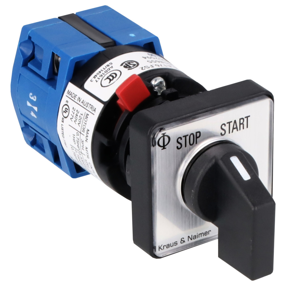 Kraus & Naimer Momentary start stop switch Stop> <start impuls 10a 30° stop-start frontinb. centr ip66/67/69K