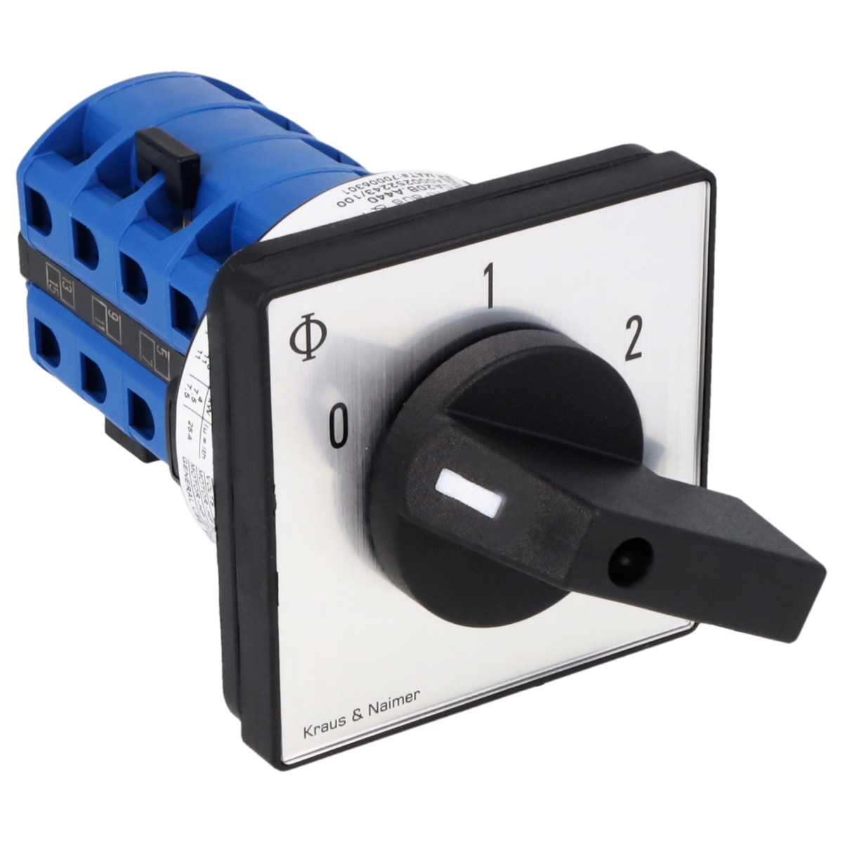 Kraus & Naimer Motor switch Dahlanderschak. 25a 60° 0-1-2 frontinb. 4-gats bev. ip40.
