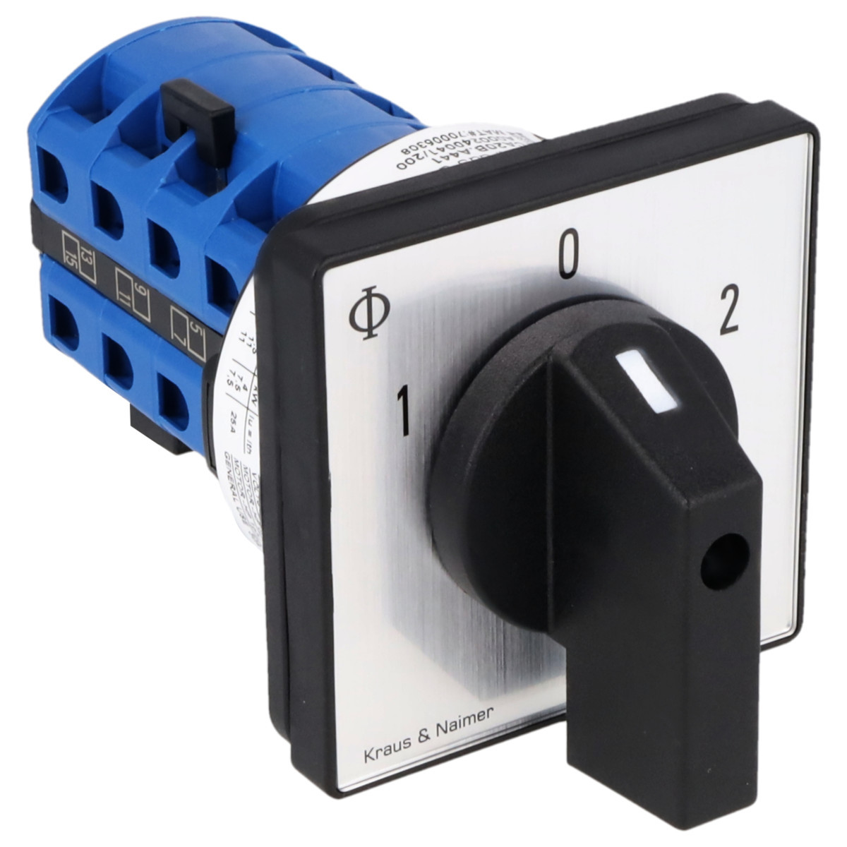 Kraus & Naimer Motor switch Dahlanderschak. 25a 60° 1-0-2 frontinb. 4-gats bev. ip40.