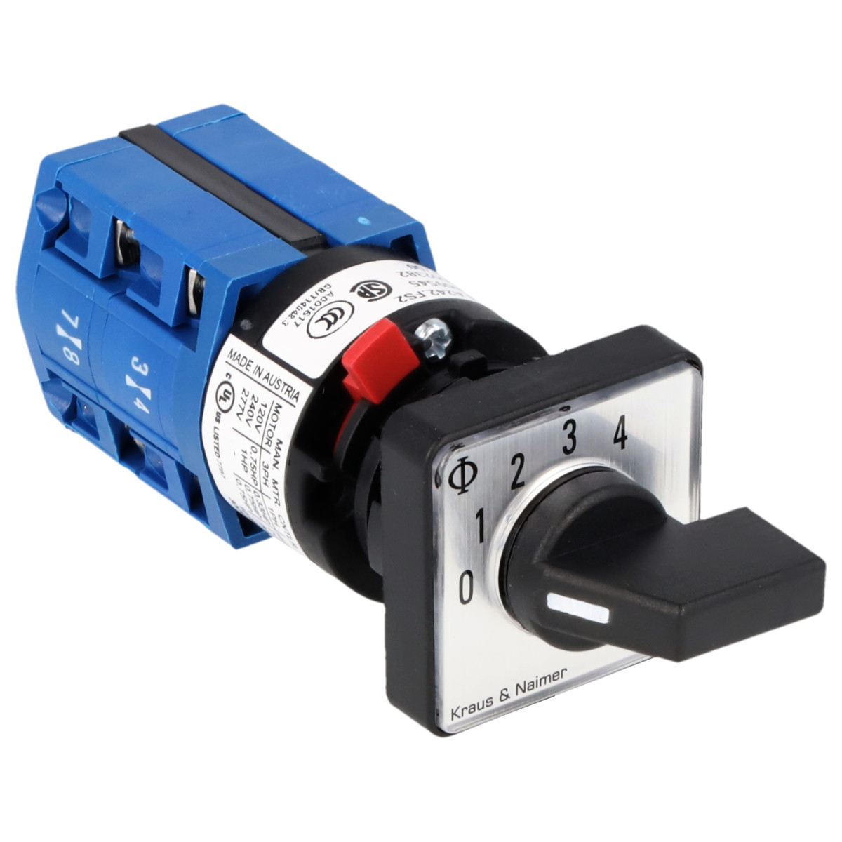 Kraus & Naimer Multi-step switch Stappenschakelaar 10a 1pol 30° 0->4 frontinb. centr ip66/67/69K