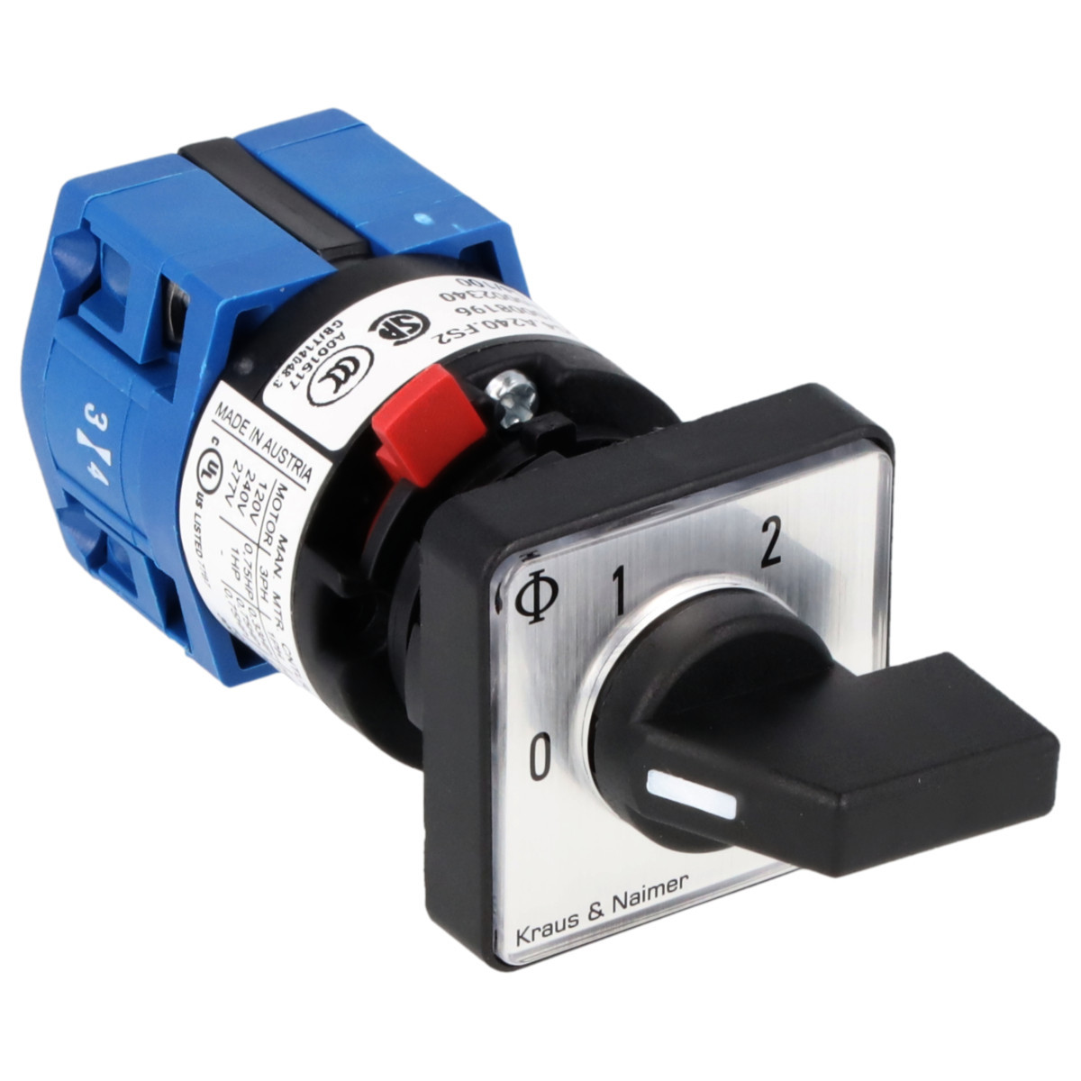 Kraus & Naimer Multi-step switch Stappenschakelaar 10a 1pol 60° 0-1-2 frontinb. centr ip66/67/69K