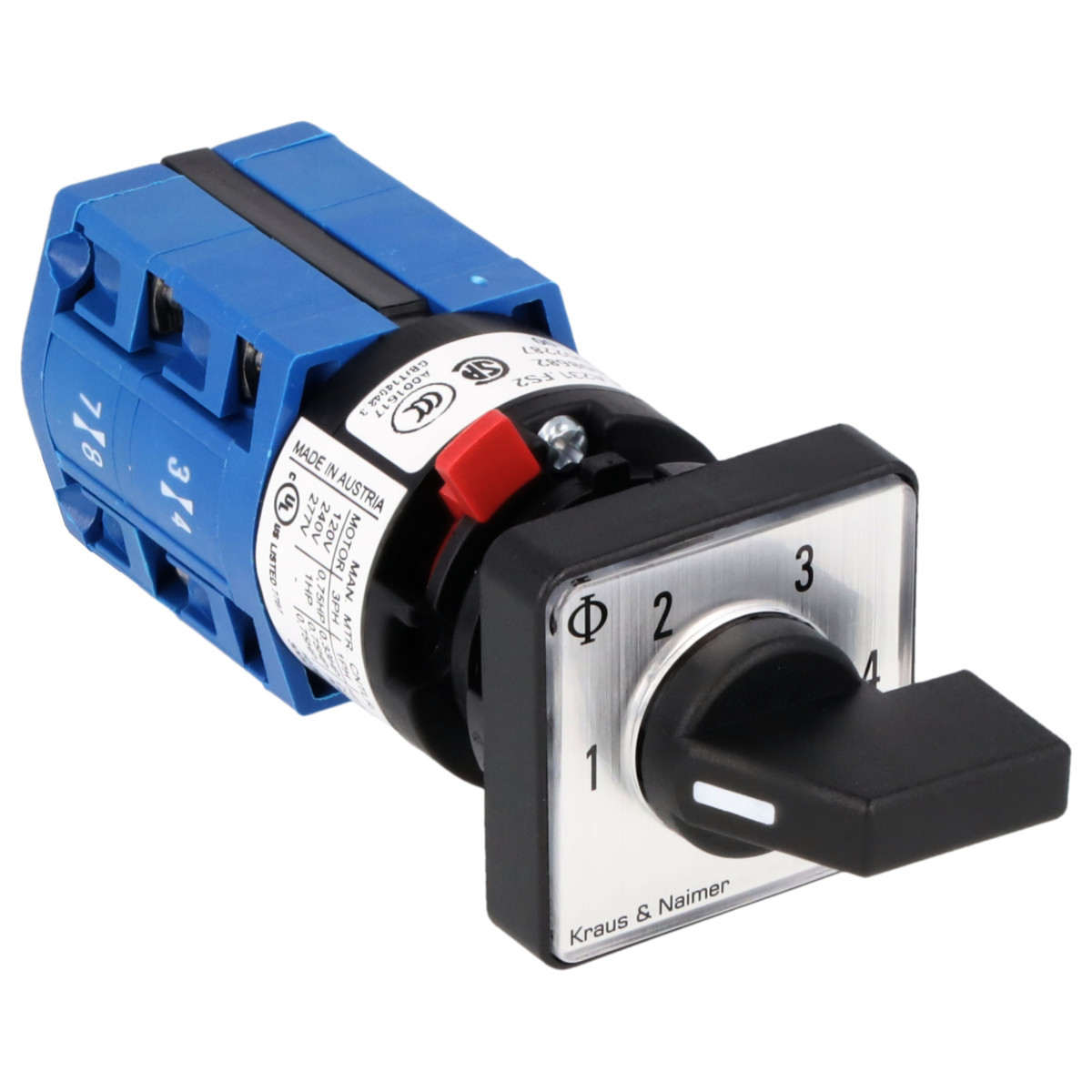 Kraus & Naimer Multi-step switch Stappenschakelaar 10a 1pol 60° 1-2-3-4 frontinb. centr ip66/67/69K