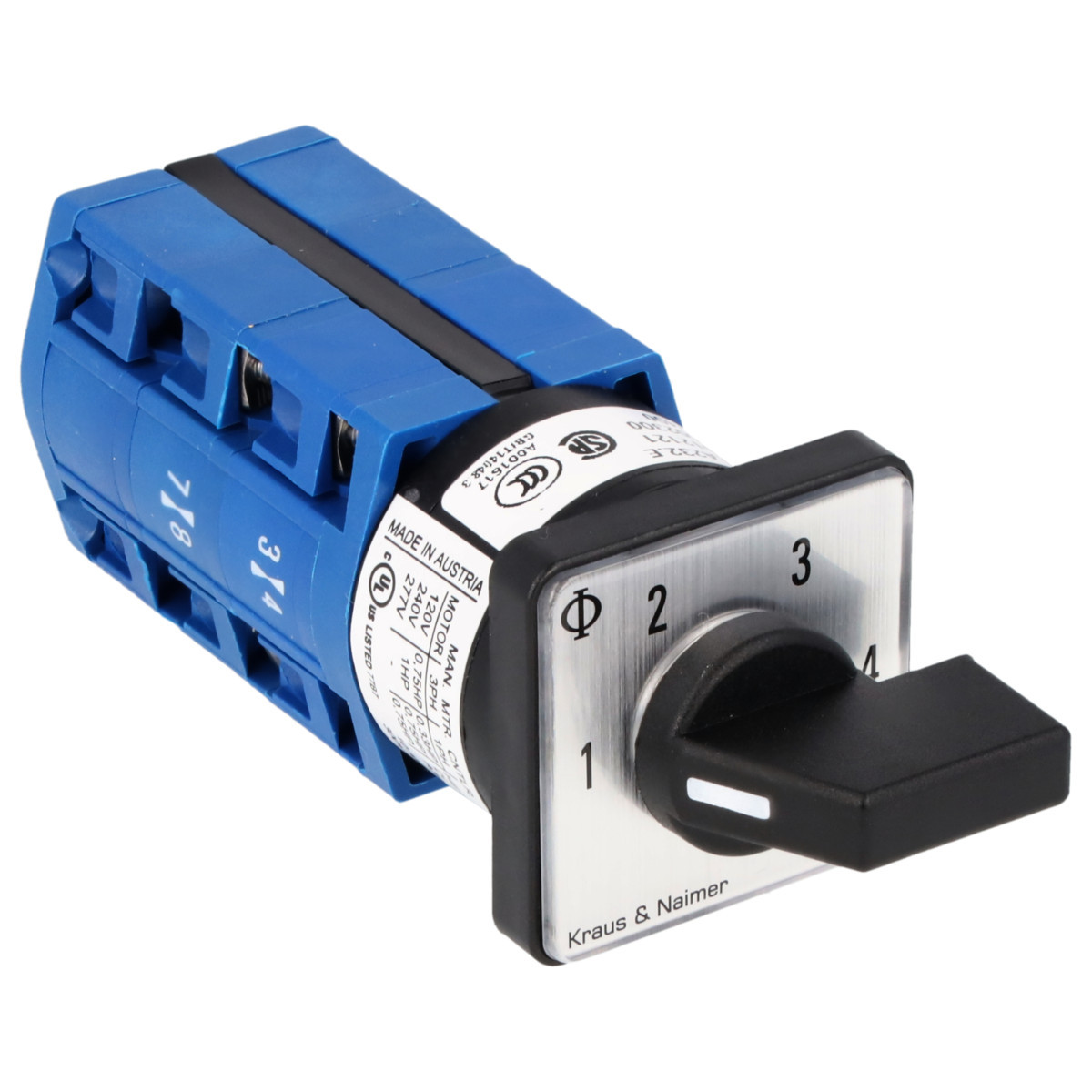 Kraus & Naimer Multi-step switch Stappenschakelaar 10a 1pol 60° 1->5 frontinb. 2-gats bev. ip40