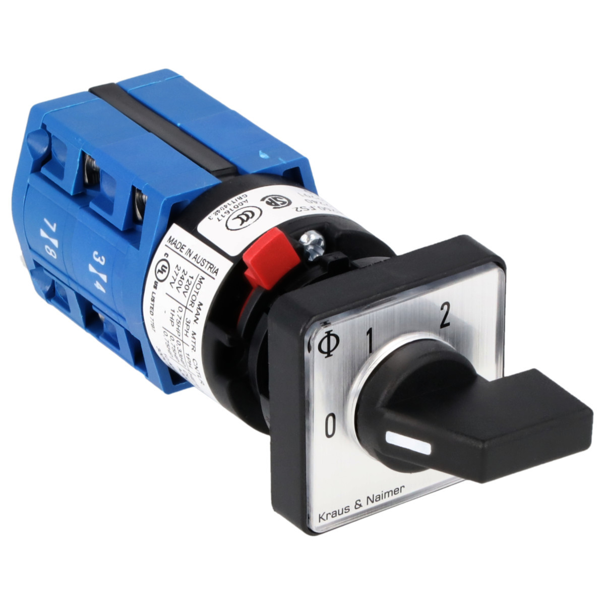 Kraus & Naimer Multi-step switch Stappenschakelaar 10a 2pol 60° 0-1-2 frontinb. centr ip66/67/69K