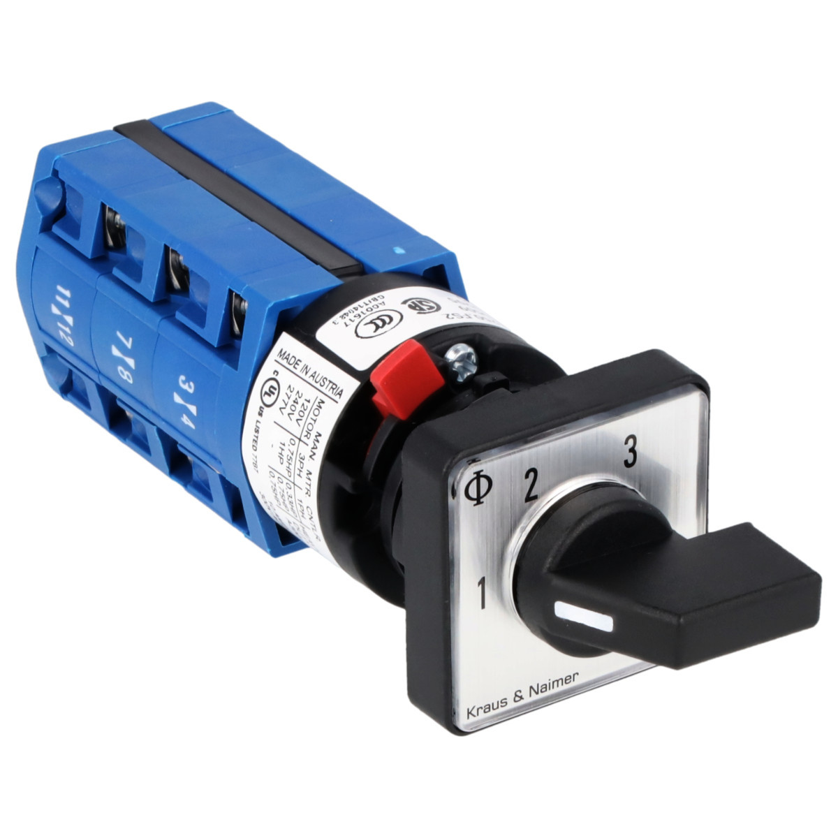 Kraus & Naimer Multi-step switch Stappenschakelaar 10a 2pol 60° 1-2-3 frontinb. centr ip66/67/69K
