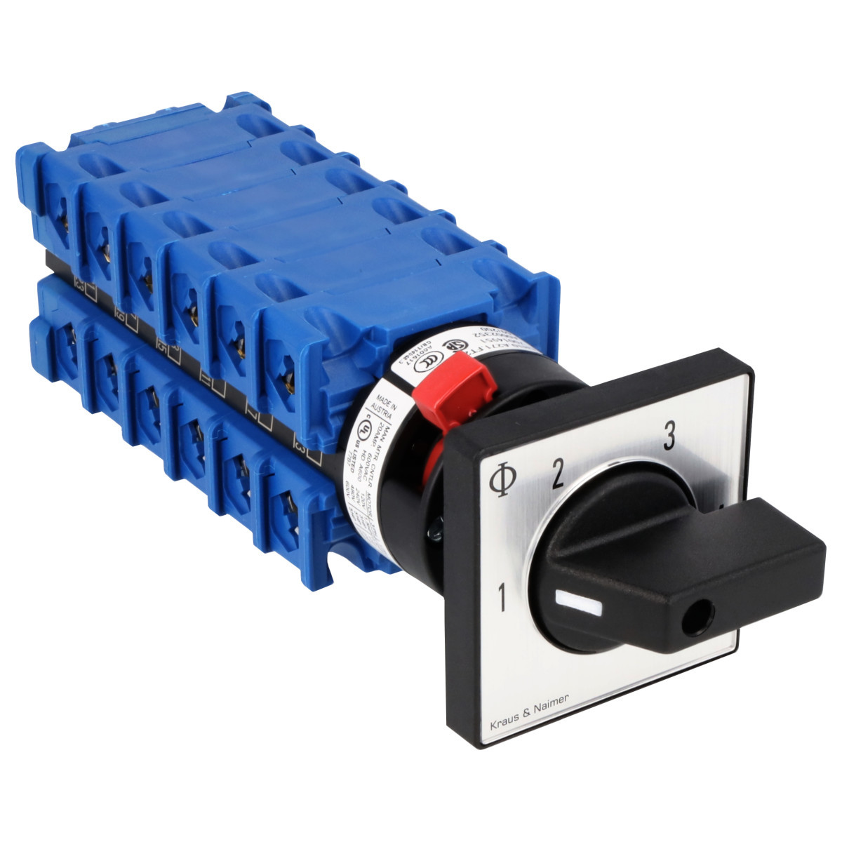 Kraus & Naimer Multi-step switch Stappenschakl. 20a 3pol. 60° 1-4 frontinb. centr. ip66