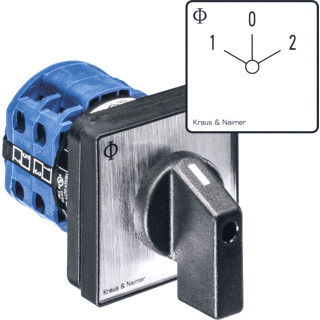 Kraus & naimer motoromkeerschak. 25a 3 polig 1-0-2 frontinb. 4vijs ip66