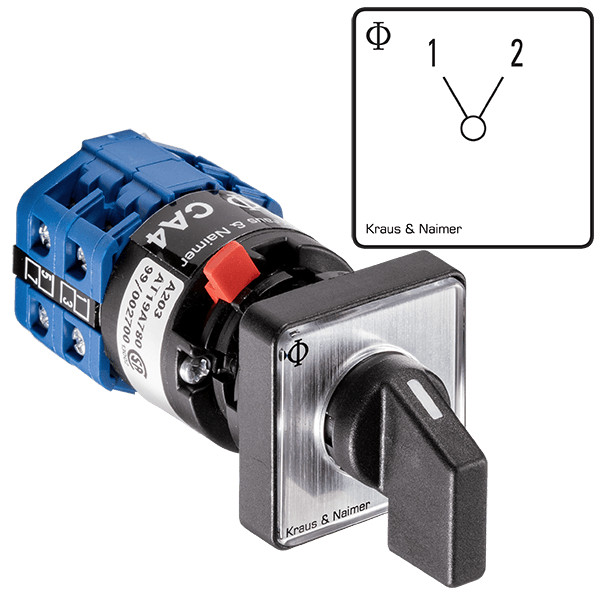 Kraus & naimer omschakelaar 10a 5 polig 60° 1-2 frontinb. centraal ip66