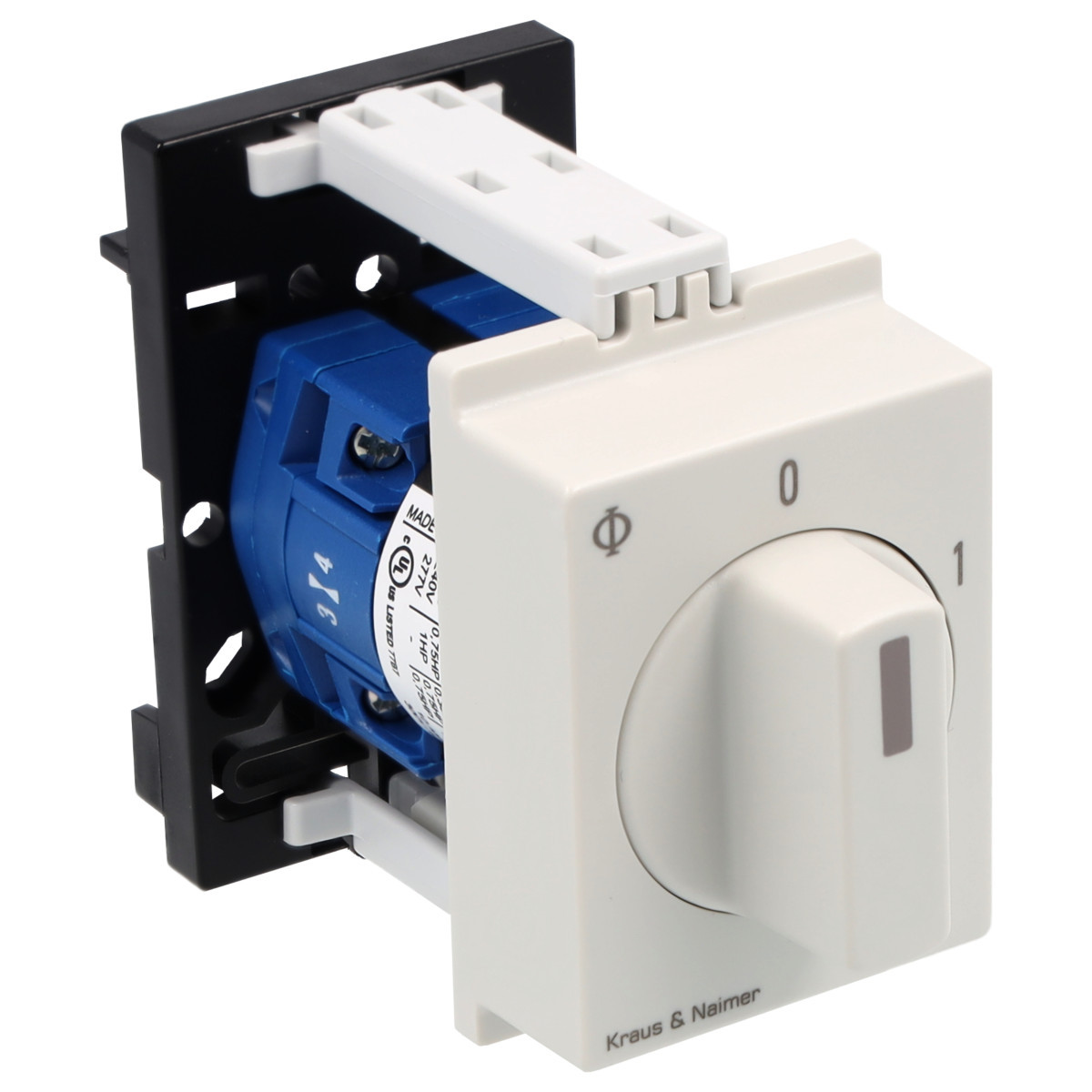 Kraus & Naimer ON/OFF switch Aan/Uitschak. 10a 2pol 60° 0-1 dinrail mont.