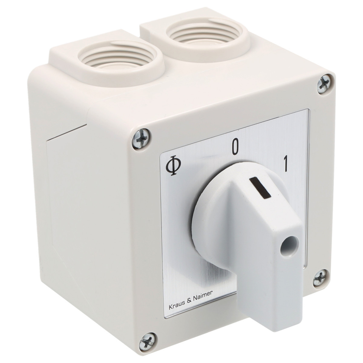 Kraus & Naimer ON/OFF switch Aan/Uitschak. 20a 4pol 60° 0-1 in behuizing ip42.