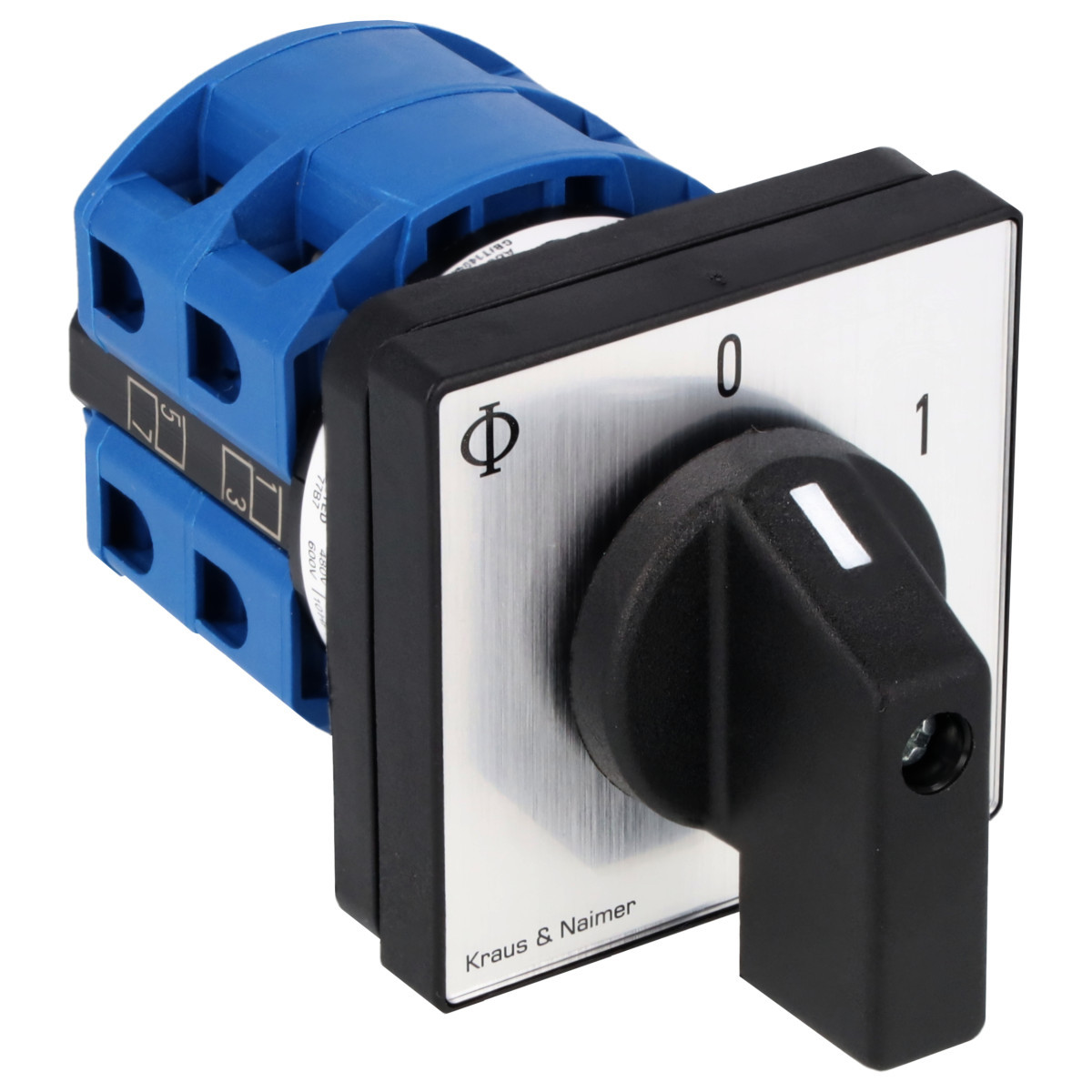 Kraus & Naimer ON/OFF switch Aan/Uitschak. 25a 3pol 60° 0-1 frontinb. 4-gats bev. ip40