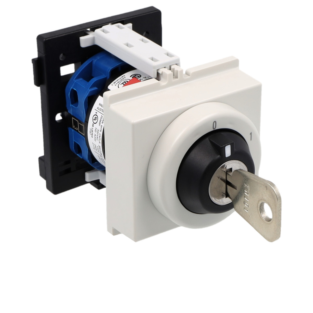 Kraus & Naimer ON/OFF switch Sleutelschak. 20a 2pol 60° 0-1 dinrail mont..