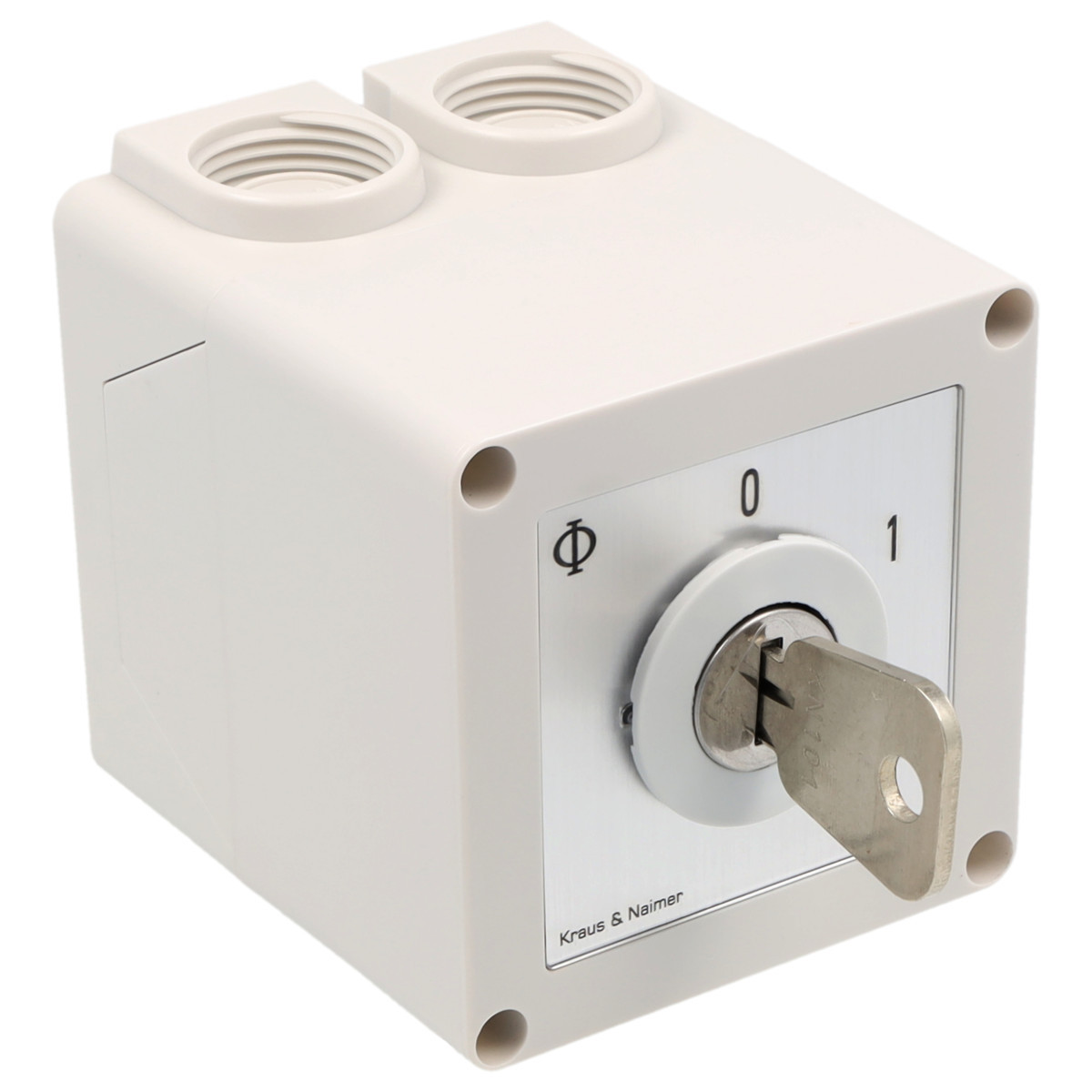 Kraus & Naimer ON/OFF switch Sleutelschak. 20a 4pol 60° 0-1 in behuizing ip42.