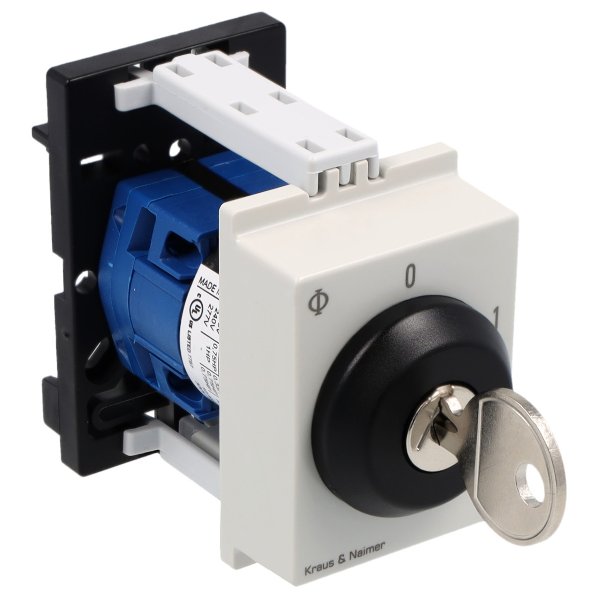 Kraus & Naimer ON/OFF switch Sleutelschakelaar 10a 1pol 60° 0-1 dinrail mont..