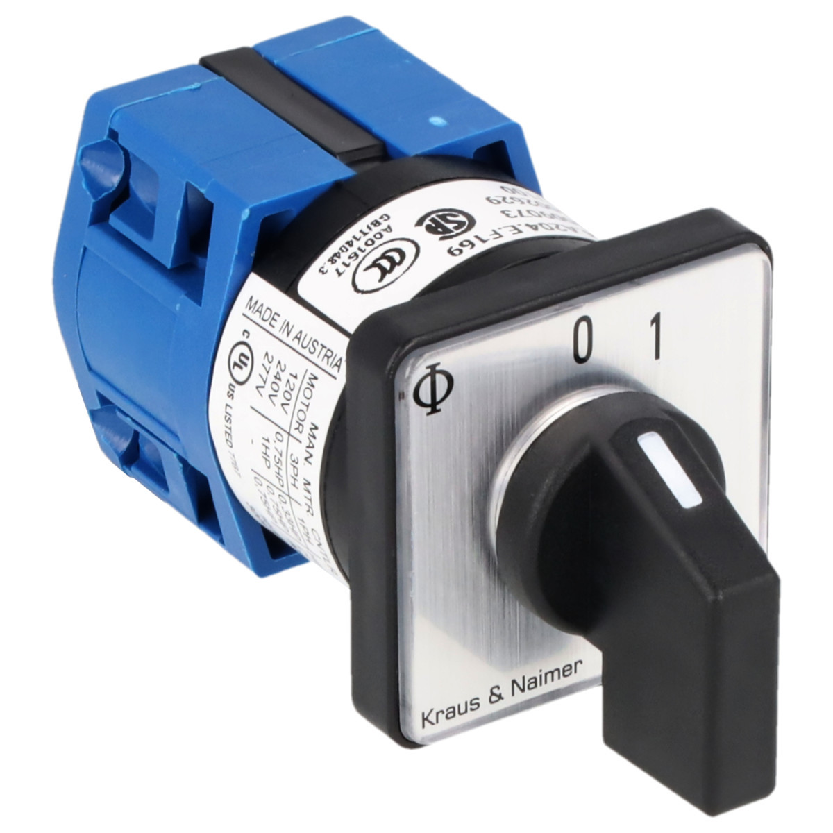 Kraus & Naimer ON/OFF switch Uitschakelaar Met tip 10a 2pol 90° 0-1 frontinb. 2-gats bev. ip40