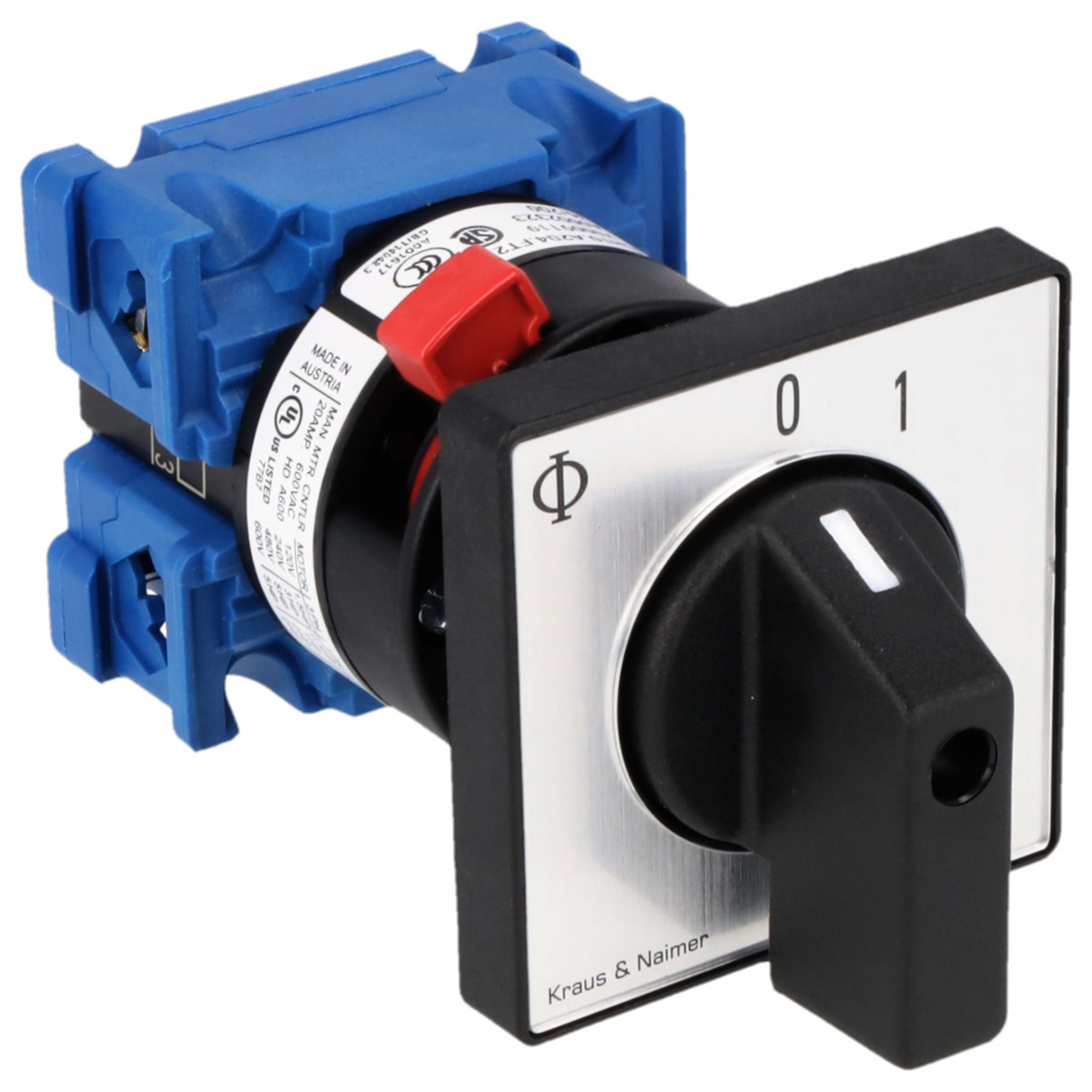 Kraus & Naimer ON/OFF switch Uitschakelaar Met tip 20a 1pol 90° 0-1 frontinb. centr. ip66/67/69K
