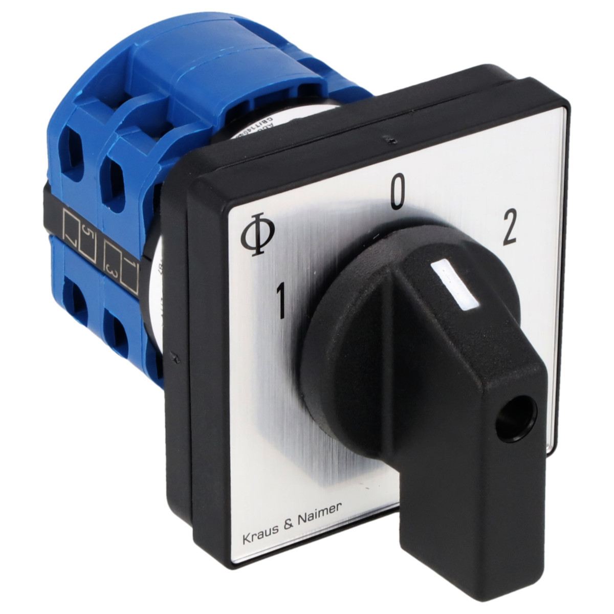 Kraus & Naimer Reversing changeover switch Motoromkeerschak. 25a 2pol 60° 1-0-2 frontinb. 4-gats bev. ip40